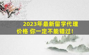 2023年最新留学代理价格 你一定不能错过！